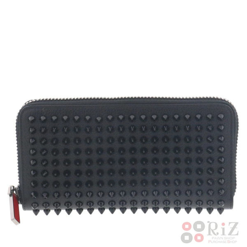 Christian Louboutin Panettone Spike Stud Zipper Long Wallet Black